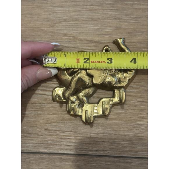 Brass Elephant Key Rack Hooks, Decorative Vintage Wall Mount Key Holder Small - Picture 3 of 14